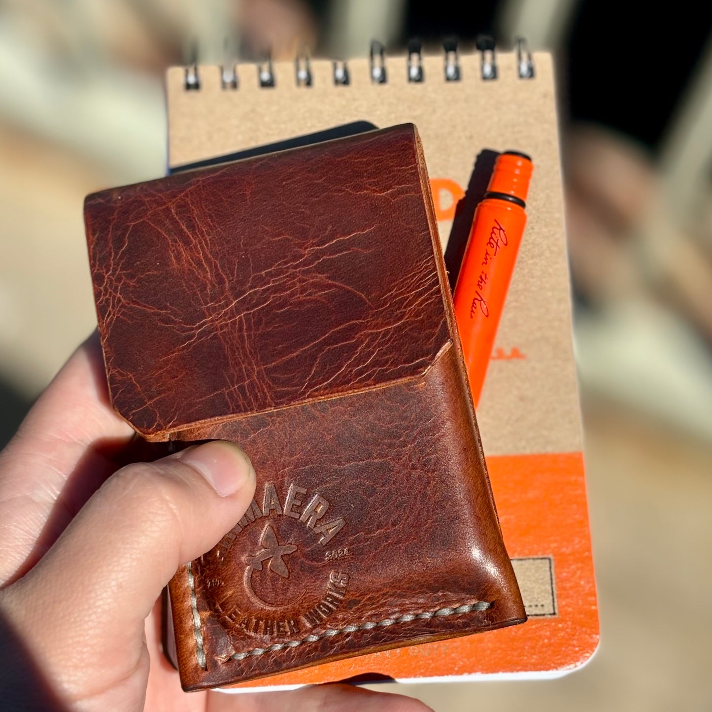 Cognac Ventana Minimalist Wallet